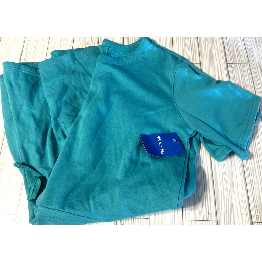 New With Tags Womens Columbia AL7503 Trek French Terry Romper Bright Aqua XL